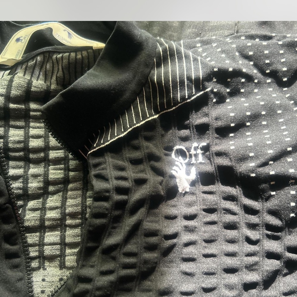 Off-White Black and Gray Striped Garment